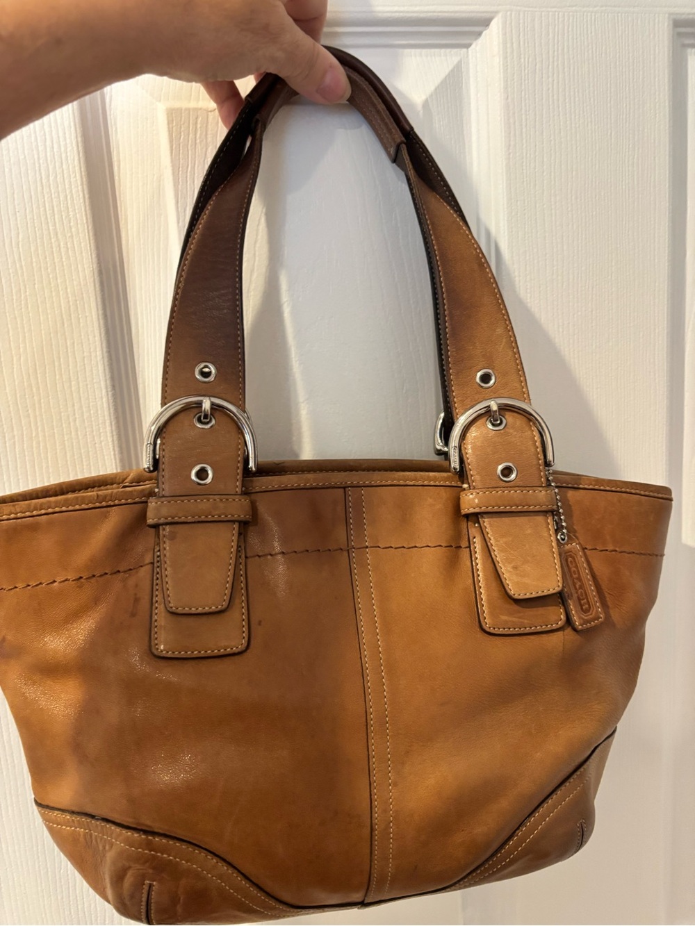 Coach Soho Brown Leather Shoulder Bag with Silver Hardware
